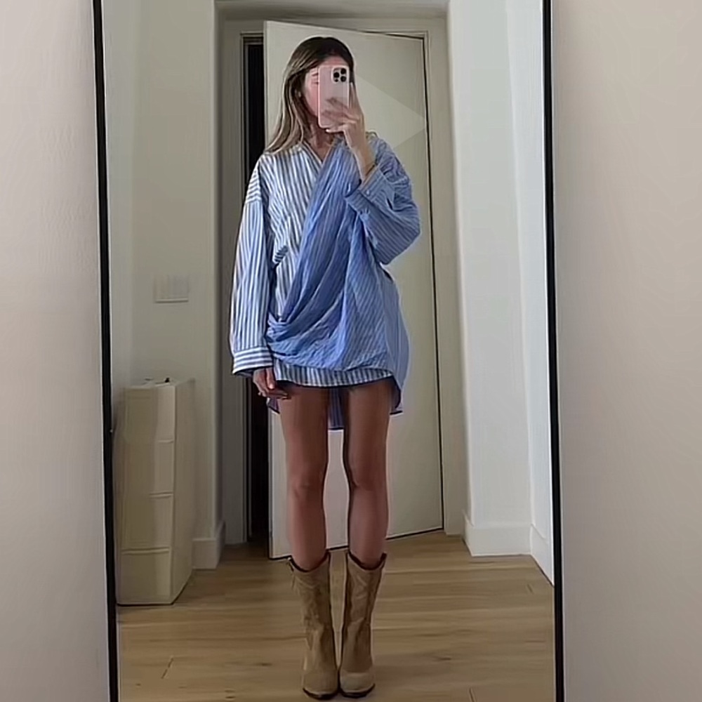 NWT Zara Poplin Wrap Shirt - Picture 2 of 11